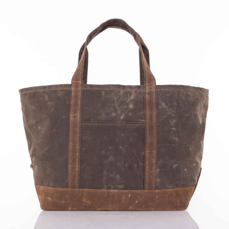 Waxed Large Classic Tote in Olive, Black | CB Station
