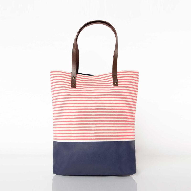 Canvas Striped Dipped Totes in Black, Navy | CB Station