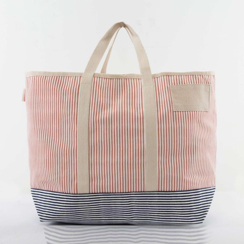 Two-Tone Striped Modern Canvas Tote Bags | CB Station