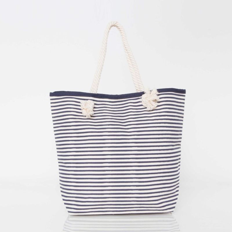 Canvas Knotted Rope Totes - Navy, Pink | CB Station