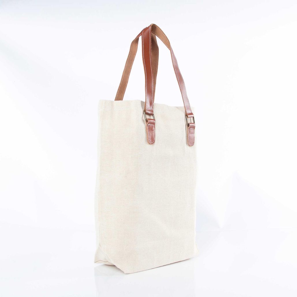 Wholesale Jute and Leather Tote Bag | CB Station