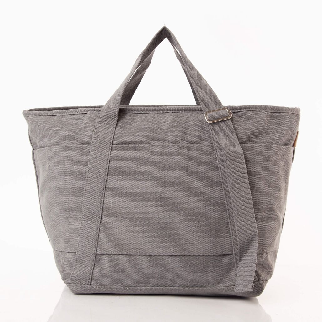 Sturdy Canvas Rope Closure Laundry Duffle Bag with Monogram {Grey}