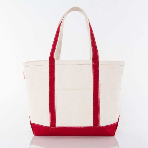 Canvas Boat Tote Bag - Red Color - Front